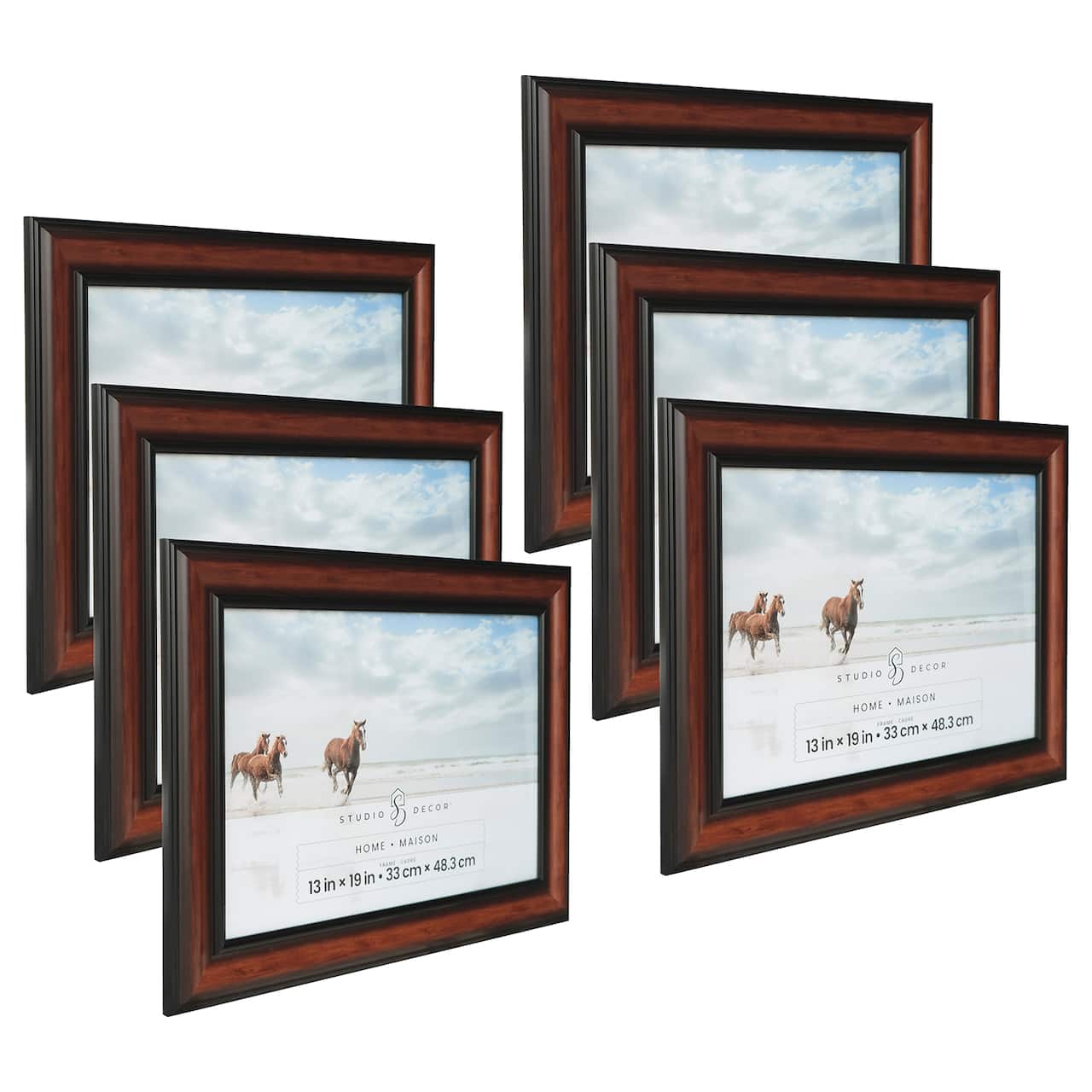 6 Pack: Home Brown & Black Wood Grain Frame by Studio Décor®